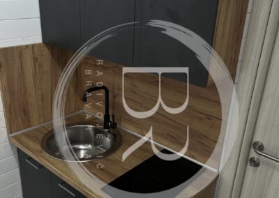 A frame kucica napravljena od kontejnera - unutrasnjost, kuhinja